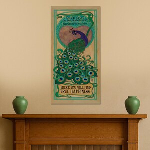 Peacock Wall Art | Art Nouveau Peacock Print | Arts & Crafts Style Bird Art | Inspirational Nature Wall Decor bild 2