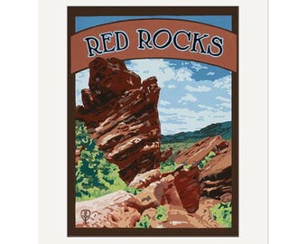 Red Rocks Wall Art | Red Rocks Poster | Colorado Concert Venue Art Print | Morrison Colorado Landscape | Colorado Hiking Art