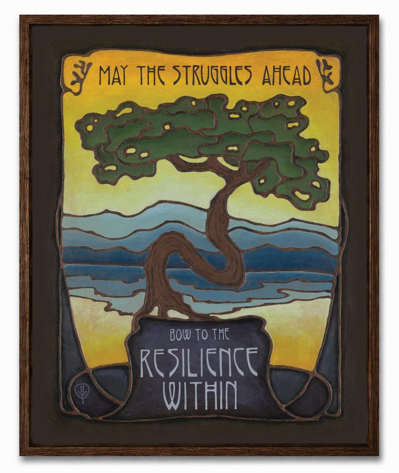 Resilience Within Wall Art | Inspirational Tree Art Print | Arts & Crafts Style Poster | Motivational Nature Decor | Strength Artwork Framed Art Canvas