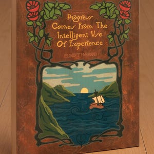 Progress Wall Art | Elbert Hubbard Roycroft Quote Poster | Arts and Crafts Landscape Art Print | Mission Style Nature Decor | Craftsman Art Wooden Plaque