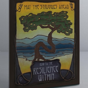 Resilience Within Wall Art | Inspirational Tree Art Print | Arts & Crafts Style Poster | Motivational Nature Decor | Strength Artwork Metal Art Print