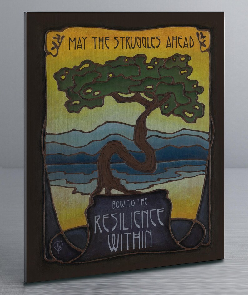 Resilience Within Wall Art | Inspirational Tree Art Print | Arts & Crafts Style Poster | Motivational Nature Decor | Strength Artwork Metal Art Print