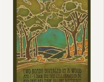 Robert Frost - Two Roads: Artwork by Julie Leidel