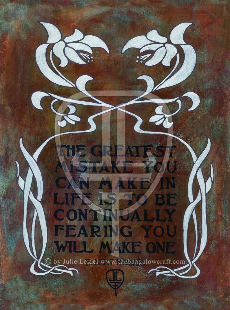 Mistakes Wall Art | Elbert Hubbard Roycroft Quote | Arts and Crafts Heitz Art Print | Mission Style Nature Decor | Craftsman Artwork Art Canvas