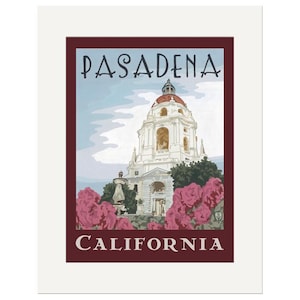 Pasadena California Wall Art | Pasadena City Hall Wall Art | Vintage Travel Poster | WPA Style California Print