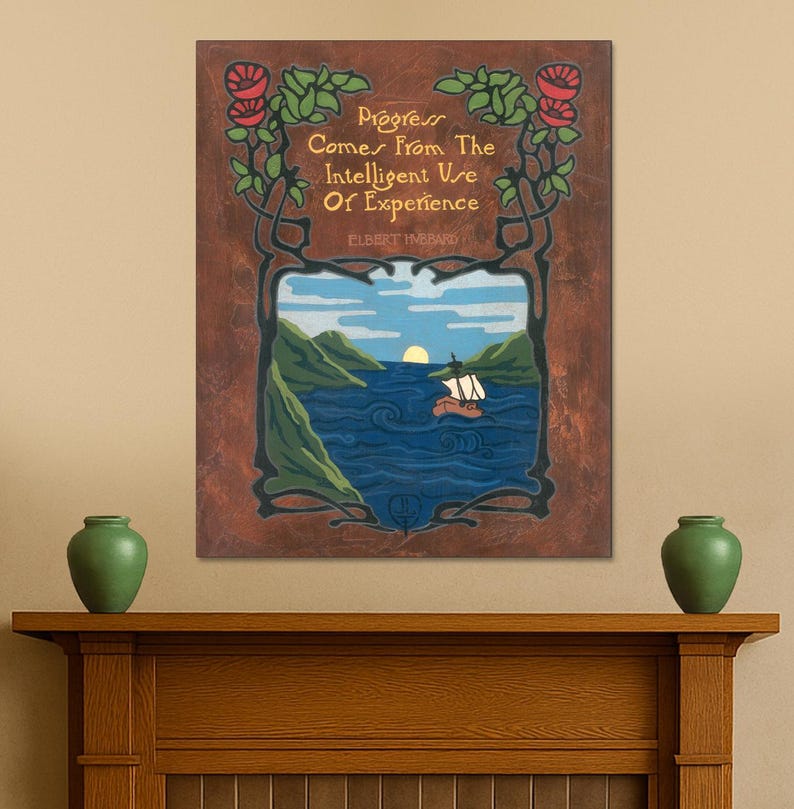 Progress Wall Art | Elbert Hubbard Roycroft Quote Poster | Arts and Crafts Landscape Art Print | Mission Style Nature Decor | Craftsman Art Art Canvas