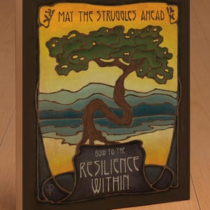Resilience Within Wall Art | Inspirational Tree Art Print | Arts & Crafts Style Poster | Motivational Nature Decor | Strength Artwork Wooden Plaque