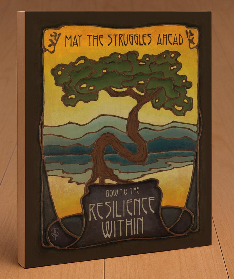 Resilience Within Wall Art | Inspirational Tree Art Print | Arts & Crafts Style Poster | Motivational Nature Decor | Strength Artwork Wooden Plaque
