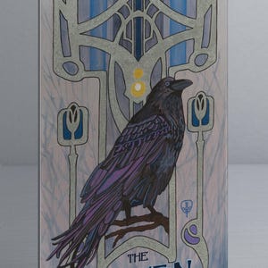 Raven Wall Art | Art Nouveau Raven Print | Norse Mythology Bird Art | Viking Inspired Nature Decor Metal Art Print
