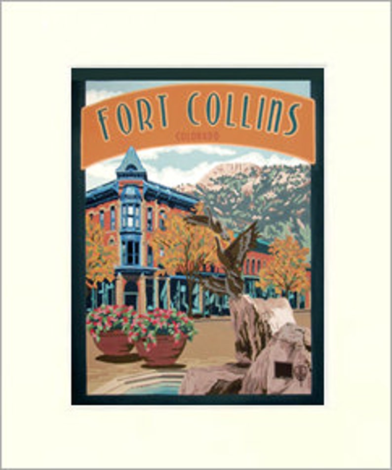 Fort Collins Matted Giclée Art Print Colorado Series the Etsy