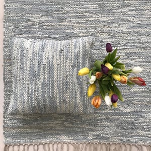 Grey white leather pillows, sustainable, 45 x 45 cm, 18 x 18 in, &quot;Nordic Light&quot; leather cushion, Scandinavian design, handicraft, CH-KR-012