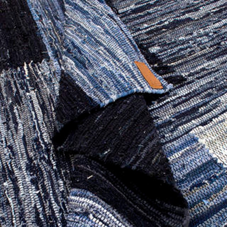 Handwoven Denim Carpet 9x12 Ft Scandinavian Rug 270 X 360 Cm Etsy