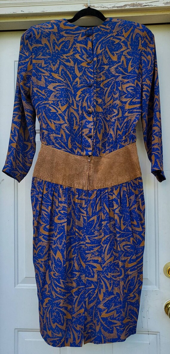 Vintage Cynthia Rowe Blue and Brown Suede Leather Lon… - Gem