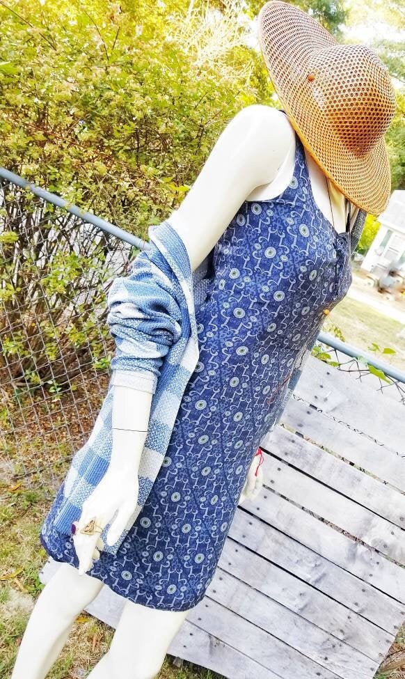 Vintage Merona Blue Silk Abstract Print Fine Straps Mini Robe - Etsy