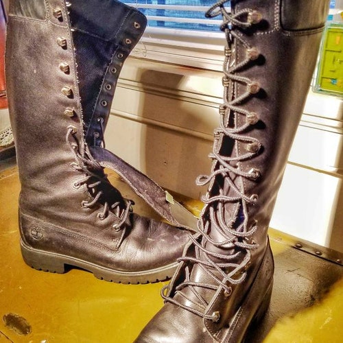 Vintage Knee High Tall Timberland Lace up Geninue Black | Etsy