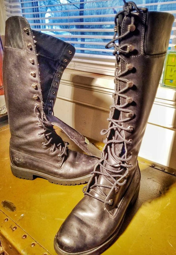 timberland tall black boots