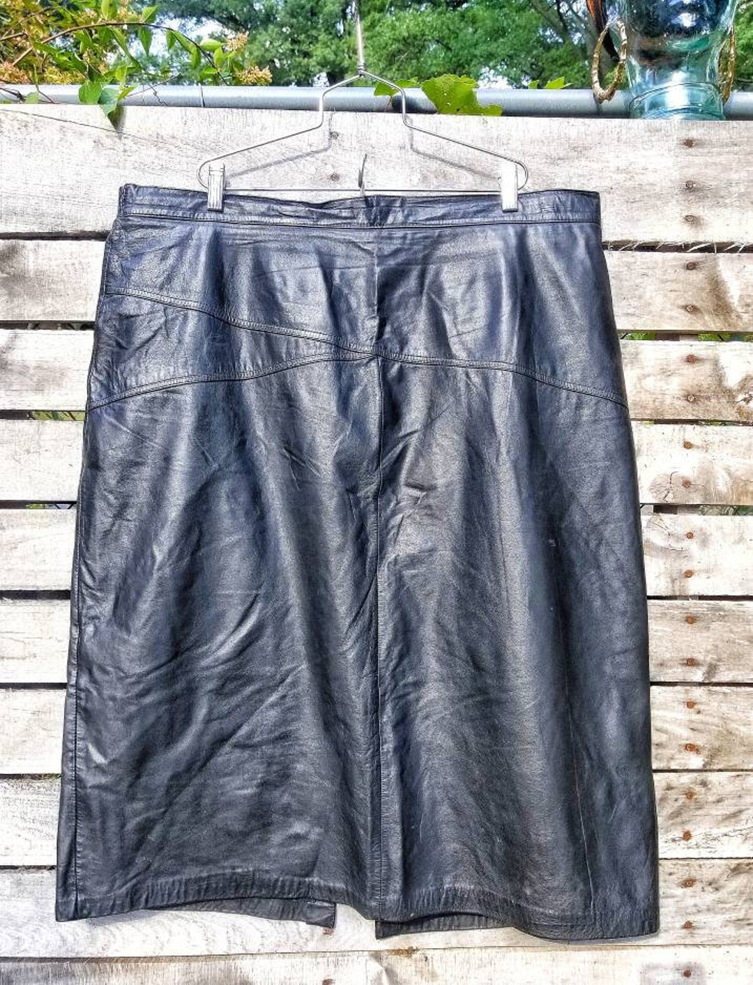 Vintage Tibor High Waist Black Pencil Plus Size Leather Skirt - Etsy