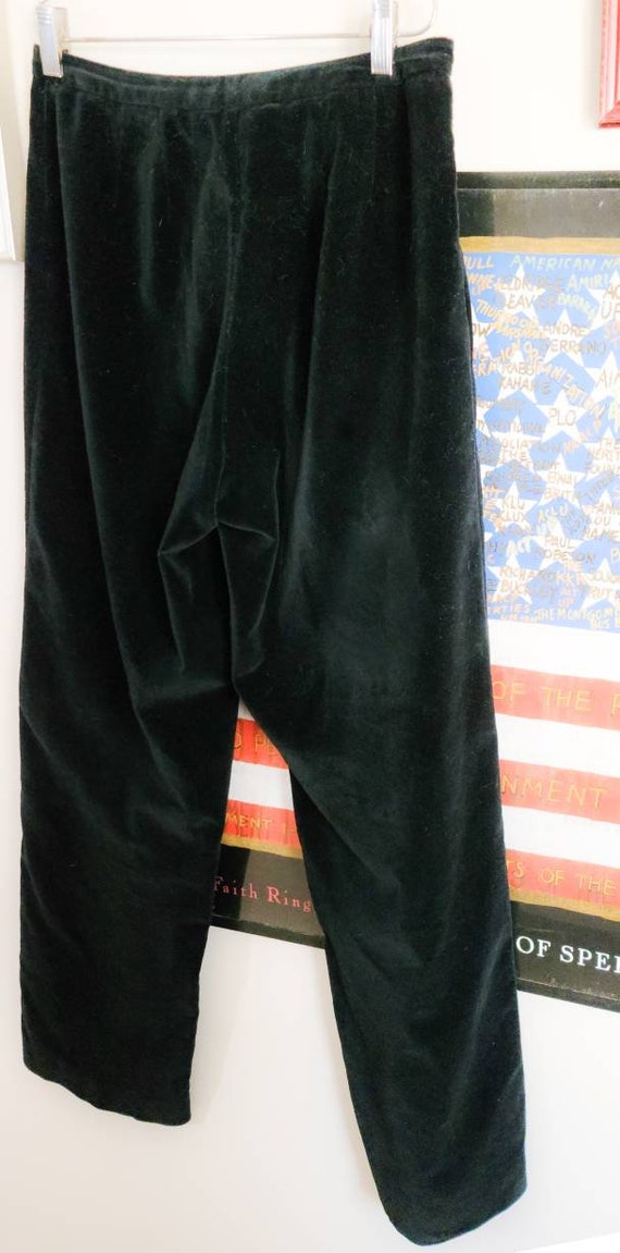 Vintage L.L. Bean High Waist Black Velvet Pants Slack… - Gem