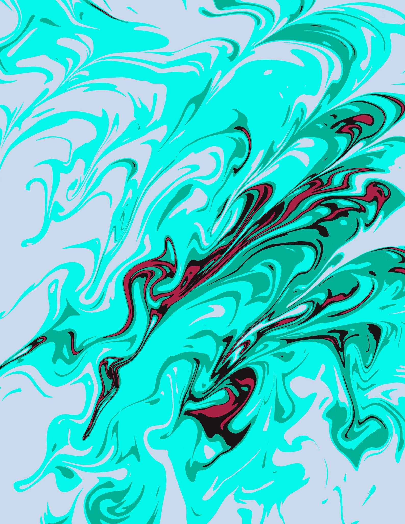 Teal Waves Abstract Art Instant Digital Download Etsy