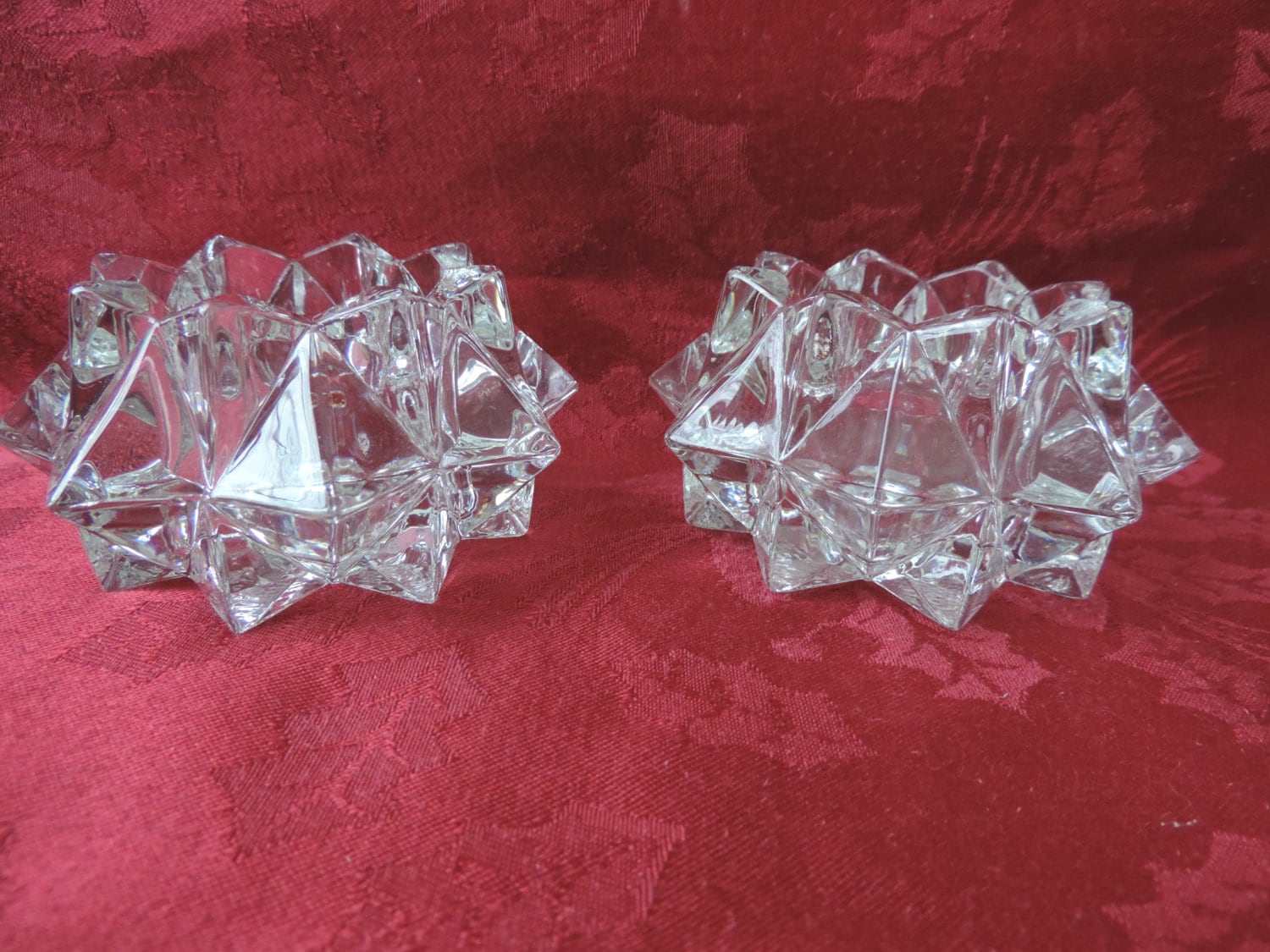 Lead Crystal Star Pattern Candle Holders Vintage German Etsy