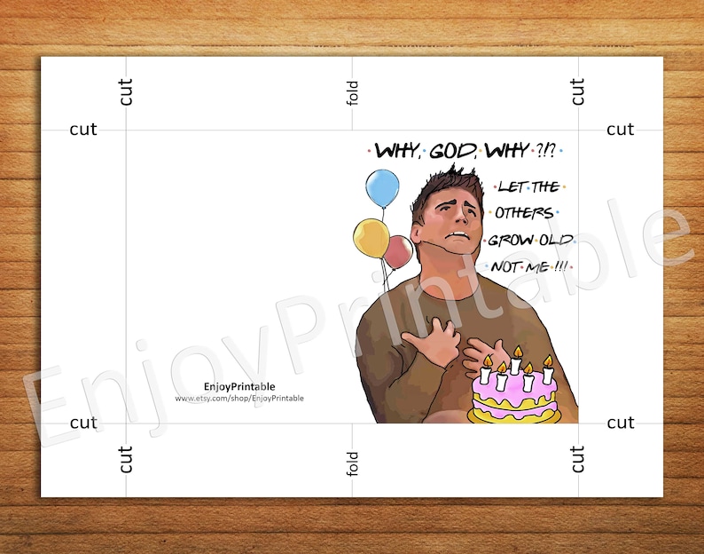 Friends TV Show Joey Birthday Card Funny Bday Card Printable | Etsy