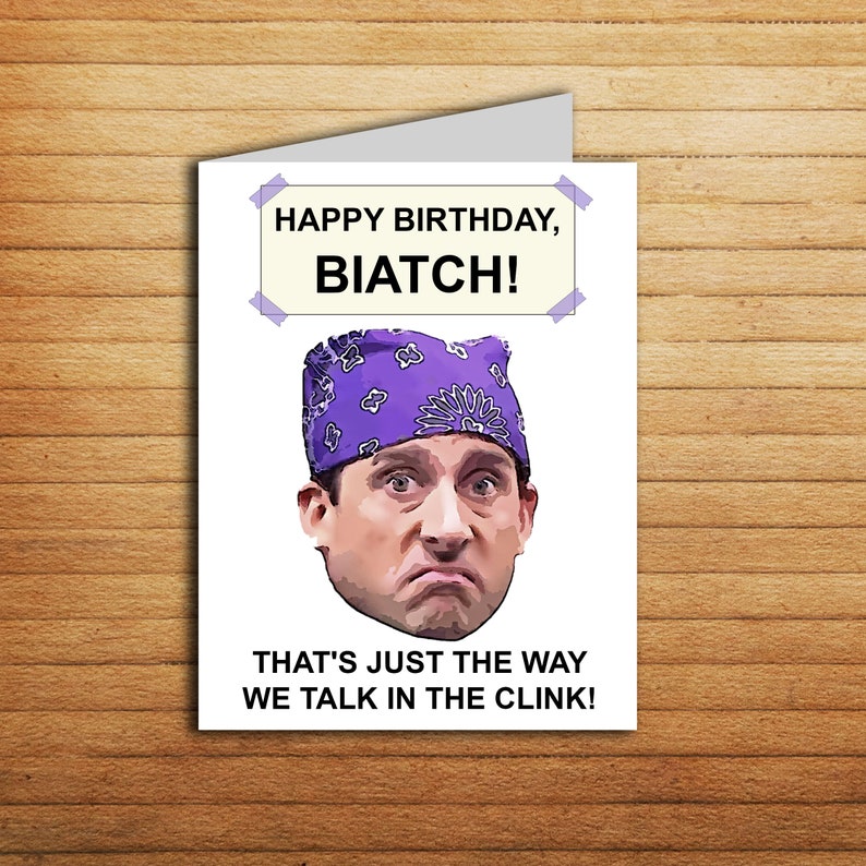 prison mike birthday card printable the office tv show etsy