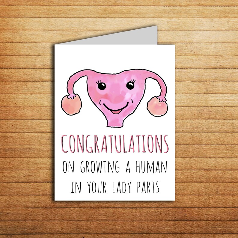 Pregnancy Congratulations Card Pregnancy \u0410nnouncement Gift Parents Funny Expecting card Printable New Baby Shower Card Vagina Lady Parts