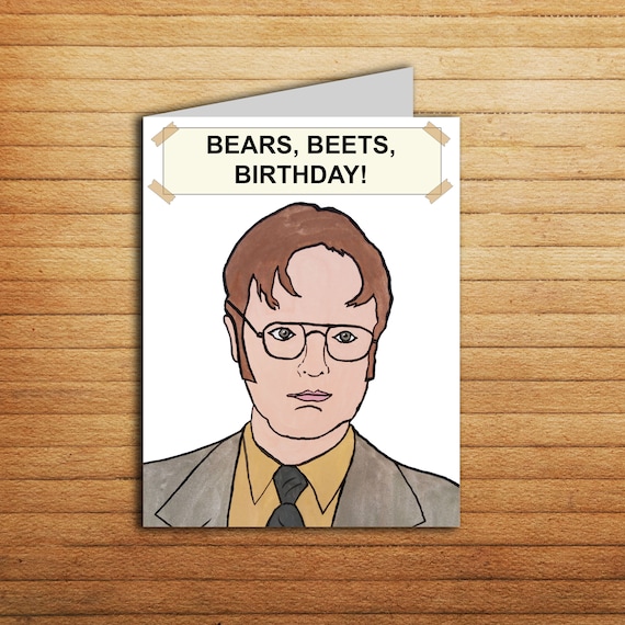 the office card dwight schrute bears beets birthday card