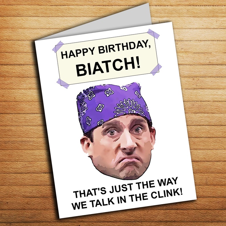 prison mike birthday card printable the office tv show etsy