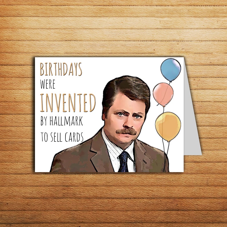 Parks And Recreation Birthday Card Ron Swanson Card Printable Etsy