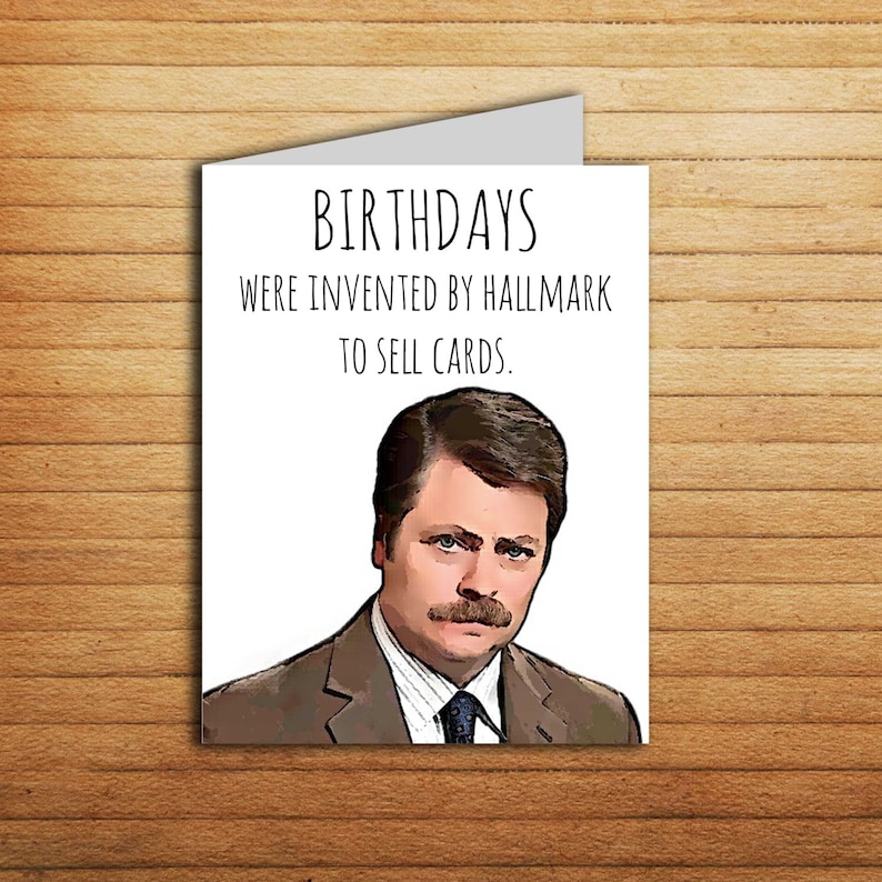 Ron Swanson Birthday Card Printable Funny Greeting Card Parks Etsy