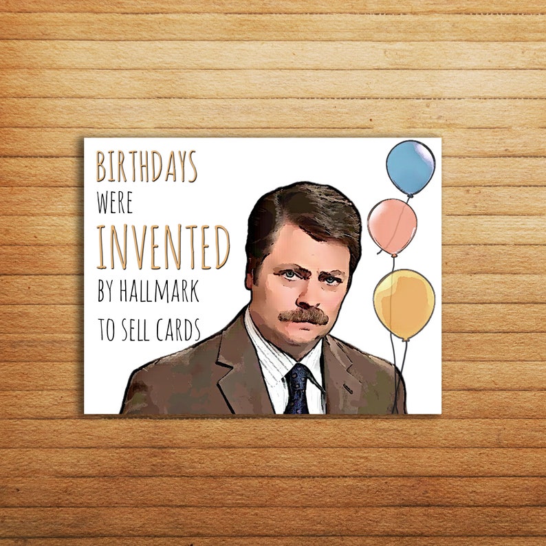Parks And Recreation Birthday Card Ron Swanson Card ...