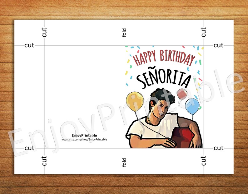Happy Birthday Senorita Shawn Mendes Card Printable Greeting | Etsy