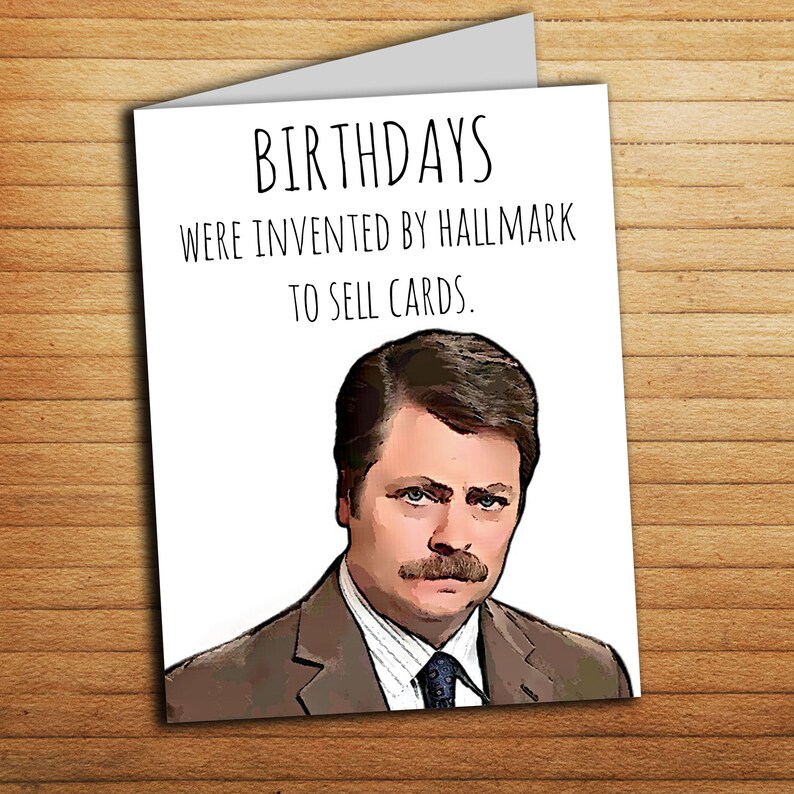 Ron Swanson Birthday Card Printable Funny Greeting Card Parks Etsy 