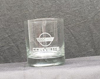 Etched 9 oz. Old Fashioned Whiskey glass- Corvette C4