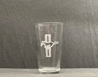 Each etched 16 ounces pint glass- Ford Mustang