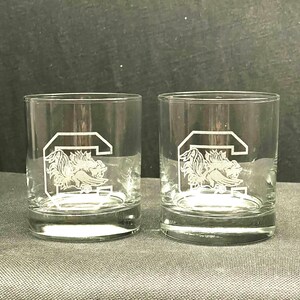 2 Etched 9 oz. Old Fashioned Whiskey glasses-South Carolina Gamecocks image 1