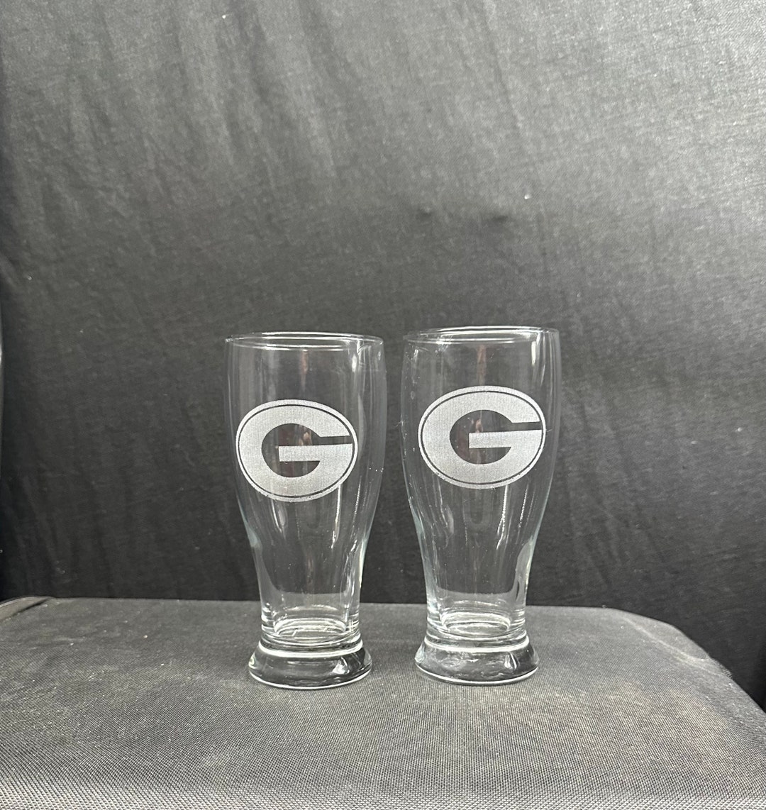 2 Etched Beer Pilsner Drinking Glasses Green Bay Packers Etsy