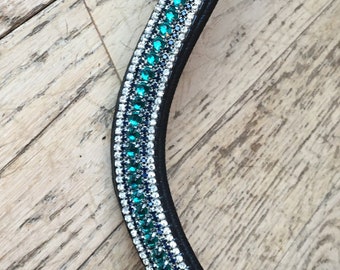 New Designer 5/6 rows clear Crystal Browband full Great gift idea 16" Black New Designer 5/6 rows clear Crystal Browband full Great gift idea 16" Black