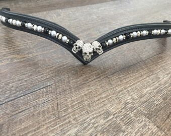 Frontail Cristaux Pour Cheval – Sparkly Bling Elegent – Noir (Neuf)