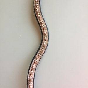 Browband Per Briglia Con Cristalli - Design A V Con Cristalli Verdi E Trasparenti, In Pelle Morbida Per Cavalli - Foto 7