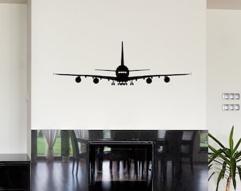 airbus 380 modernes Flugzeug Abziehbild, Wohnzimmer Wand, Abziehbild Vinyl, Abziehbild Aufkleber, A380 Wandabziehbild, mancave Dekor, Luftfahrt Aufkleber