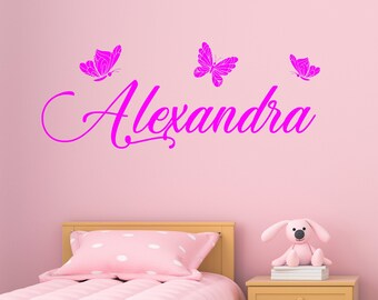 Custom Name Vinyl Decal, Butterfly Nursery Decor, Personalized Gift