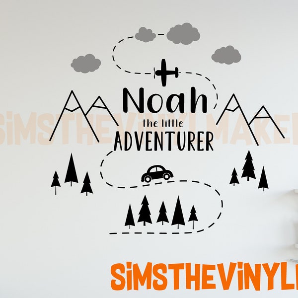 Custom Name Nursery Decal | Your Name + the little adventurer decal | Adventure Nursery Decal | Mountain wall decor | Baby Shower gift