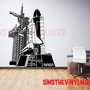 Rocket Launch Station vinyl decal, Cosmodome Sticker, Spaceport wall decor, Shuttle decal, Space themed décor