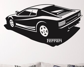 Large Ferrari Decal, Exotic Car Vinyl Sticker, Office Decal, Boys