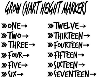 Growth chart height markers decals, 21 height markers stickers,  kids growth chart, growth chart decor, growth ruler, adhesive markers