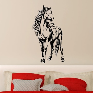 Horse Wall Decal, Mustang vinyl sticker, horse standing decal, horse wall decor, rustic décor, equine vinyl sticker, nursery wall decal