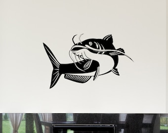 Catfish Wall Decal, catfish Vinyl Sticker, Koi fish Home Art Mural, fishing Decor, Catfish lover sticker, fisherman decal, Fishing decor