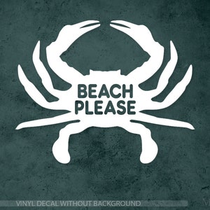 Beach Please Decal | Beach decal | Hawaiian decal | Beach decor | Crab decal | Crab Vinyl Sticker & Wall Decals